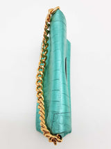 Tom Ford Label Mini Bag Metallic Lagoon Green Leather Handbag Do0926rrxde