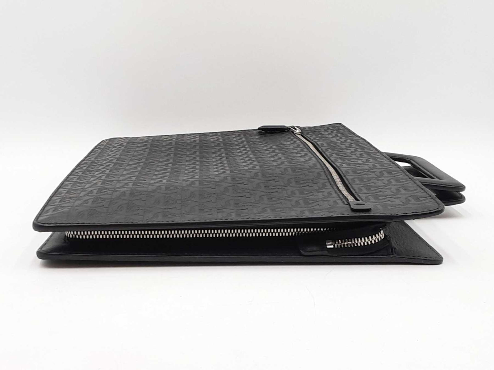 Salvatore Ferragamo Gancini Embossed Black Leather Laptop
