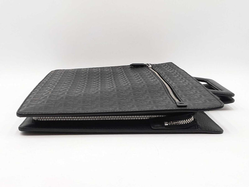 Salvatore Ferragamo Gancini Embossed Black Leather Laptop Briefcase Fw0825rxzdu