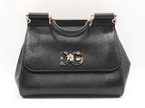 Dolce & Gabbana Sicily Satchel In Black Iguana-embossed Leather Fw1225rrzdu