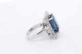 Blue Gemstone & Diamond Ring In 14k White Gold 9.5 Grams Size 6 Eb0626irxsa