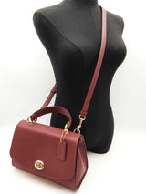 Coach Tilly Top Handle Wine Red Leather Crossbody Bag Do0825oxde