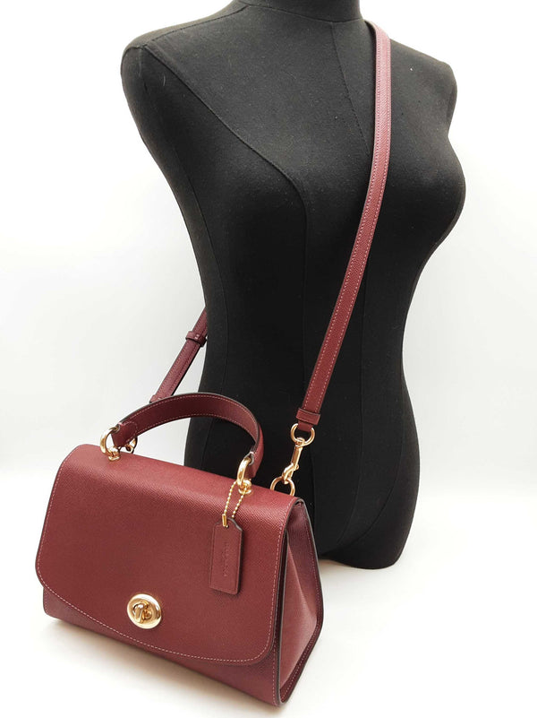 Coach Tilly Top Handle Wine Red Leather Crossbody Bag Do0825oxde