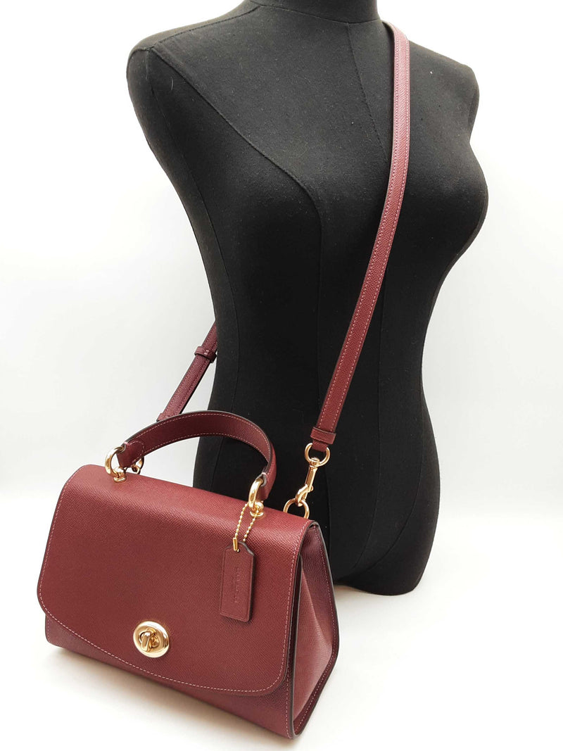 Coach Tilly Top Handle Wine Red Leather Crossbody Bag Do0825oxde