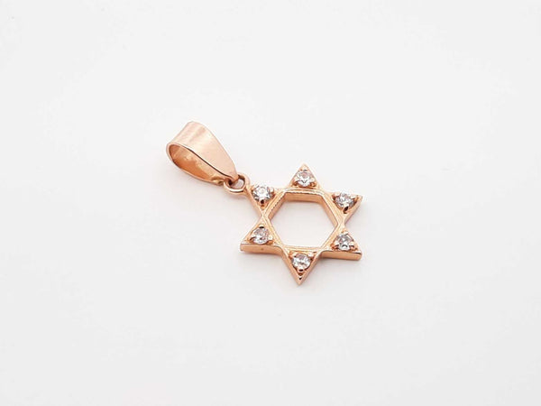 Diamond & 14k Rose Gold Star Of David Pendant 1.6 Grams Fw0425lrdu