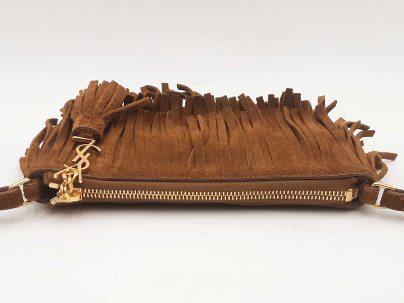 Yves Saint Laurent Suede Fringe Clutch Sd0625ocrsa