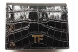 Tom Ford Classic Tf Crocodile Embossed Black Leather Wallet Eb0425orxdu
