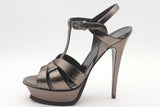 Yves Saint Laurent Tribute Gunmetal Metallic Platform Heels Size 39 Eb0626lrxsa