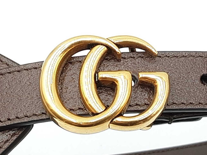 Gucci Marmont Gg Supreme Logo Canvas & Leather Brown Belt Size 75|30 Fw0725oxzdu