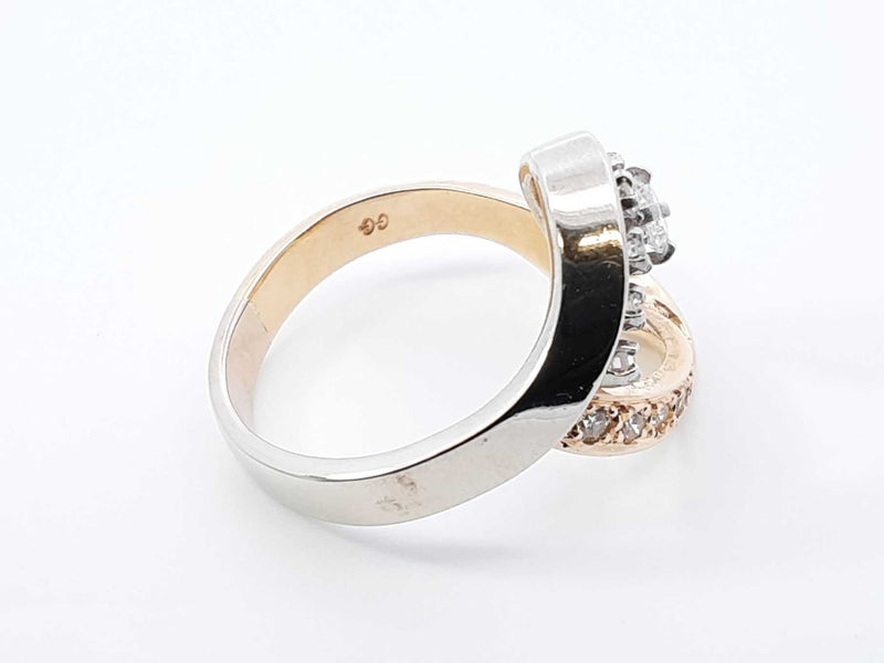 0.85 Cttw Diamond & 14k Two-tone Gold Wave Ring 5.9 Grams Size 7 Fw1025prxdu