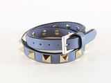 Valentino Garavani Rockstud Double Wrap Bracelet In Blue Leather Fw1025crde