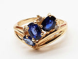 Trio Sapphires 14k Yellow Gold 4.1g Ring 7.5 Do0326wxzde