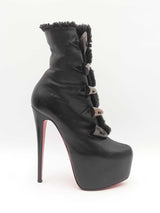 Christian Louboutin Oulanbator 160 Boots In Black Leather Size 37.5 Fw0226oxzdu