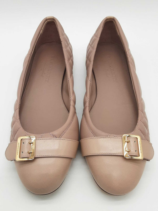 Burberry Avonwick Buckle Quilted Dusty Pink Leather Flats Size Eu 40 Do0525pxde