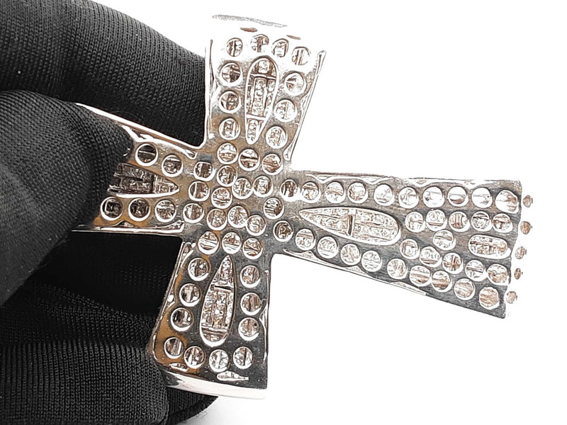 7.24 Cttw Diamond & 14k White Gold Cross Pendant 27.6 Grams Fw0725orzxdu