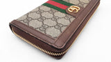 Gucci Ophidia Zip Wallet In Gg Supreme Coated Canvas & Brown Leather Fw1025ozxdu
