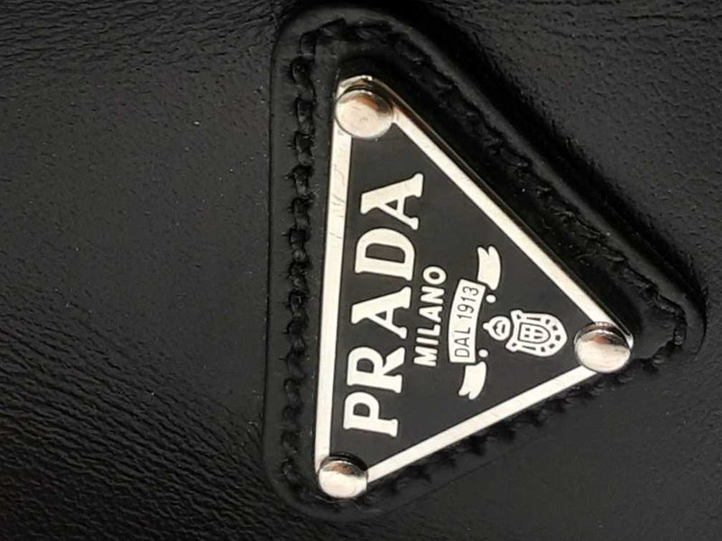 Prada Black Leather Tirangle Logo Embossed Crossbody Tote Bag Eb1124wrxdu