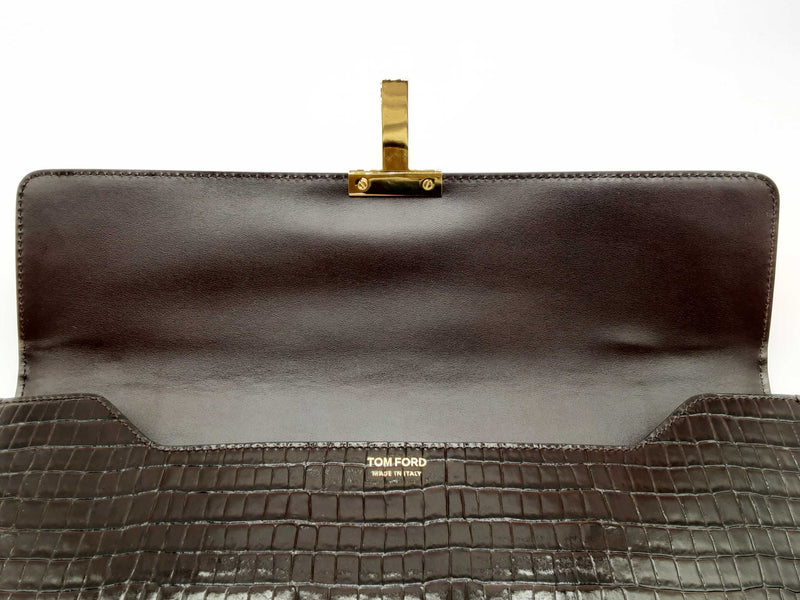 Tom Ford Brown Croc Embossed Leather Portfolio Do0125rxzde