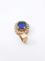 Sapphire & Diamond Halo Pendant In 14k Yellow Gold 1.6 Grams Fw0625ixdu