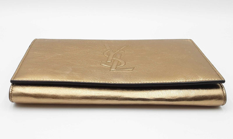 Yves Saint Laurent Gold Metallic Wallet On Chain Eb0524wxzdu