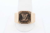 Louis Vuitton Monogram Gold Tone Signet Ring 16.3 Grams Size 10 Eb0726oxzde