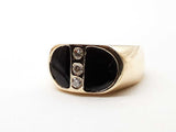 Approx 0.09 Ctw Diamonds 14k Yg 9.5g Onyx Ring Size 9 Do0924worde