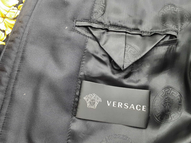 Gianni Versace Barocco Black Yellow Quilted Bomber Jacket Size It56 Do0625loxzde