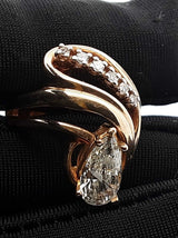 1.37 Cttw Pear-cut Diamond & 14k Yellow Gold Swirl Ring 8.2 Grams Size 5.5 Fw0526orzxdu