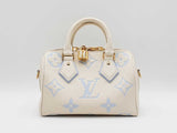 Louis Vuitton Speedy 20 In Latte & Candy Blue Giant Monogram Empreinte Leather