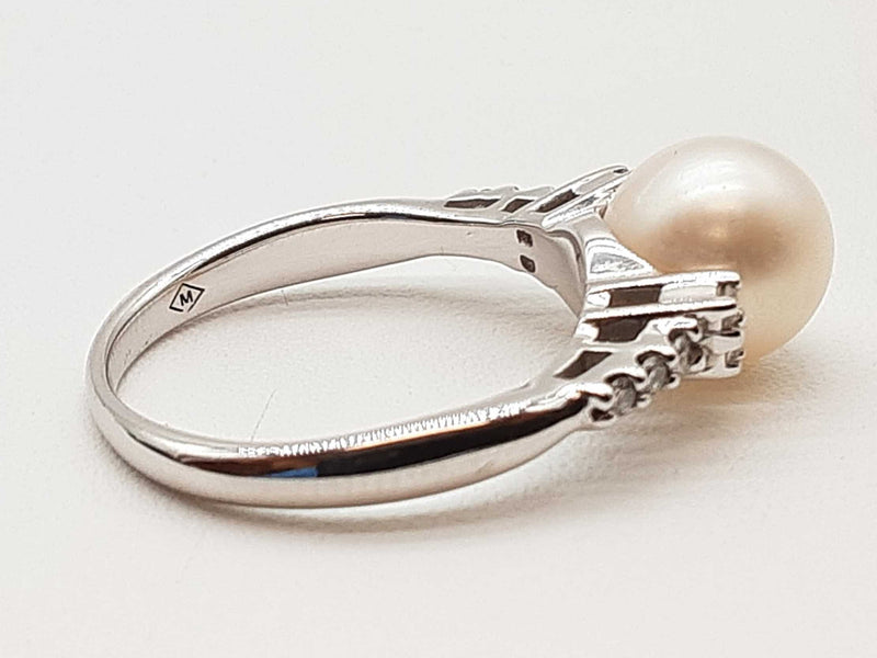 White Pearl 14k White Gold 3.2g Ring Size 7 Do0925loxde