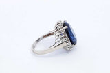 Sapphire & Diamond Ring In 14k White Gold 6.9 Grams Size 7 Eb1124sxdu