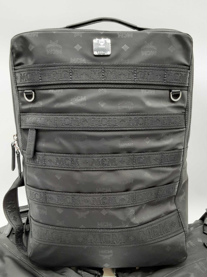 Mcm Resnick Black Nylon Logo Backpack Do1224lcrde