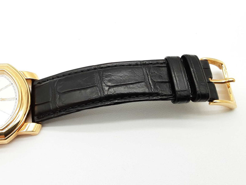Tiffany & Co. 32 Mark Coupe 18k Yg Black Crocodile Leather Watch Do0725iwxzde