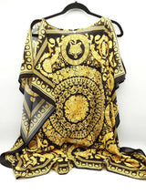 Versace Floral Baroque Black Gold Cold Shoulder Poncho Blouse Do0826porde
