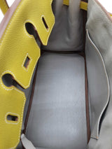Hermes Birkin 25 Candy Lime Yellow Epsom Gray Interior Handbag Do0525lixzxde