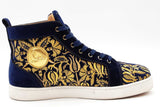 Christian Louboutin Louis Orlato Blue Velvet Sneakers Size 43.5 Eb0726lrxde