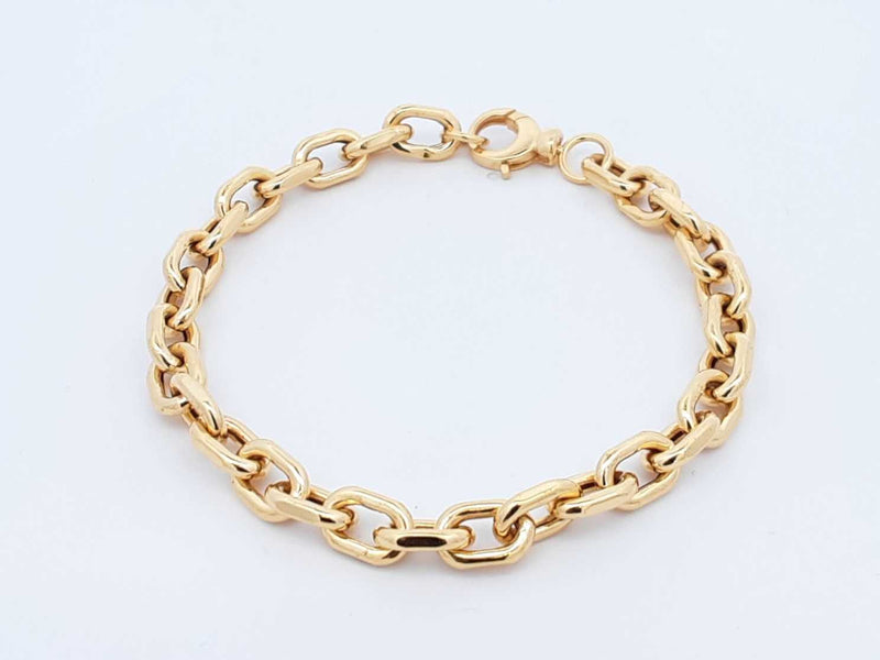 18k Yellow Gold Hollow Chain Link Bracelet 4.6 Grams 7 Inch Fw0225orxdu