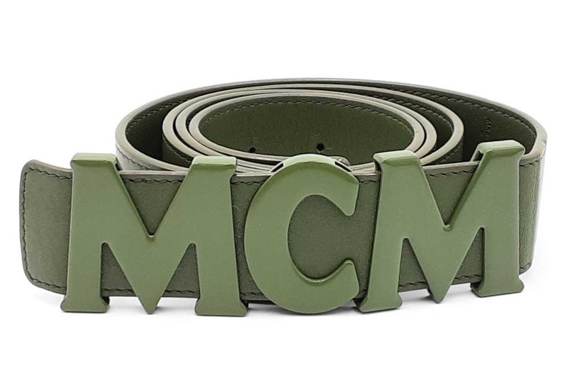 Mcm Green Leather Belt With Buckle Eb0924lxzdu Max Pawn