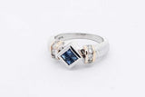 Diamond & Blue Gemstone Ring In 14k White Gold 5.9 Grams Size 6.75 Eb0126llrsa