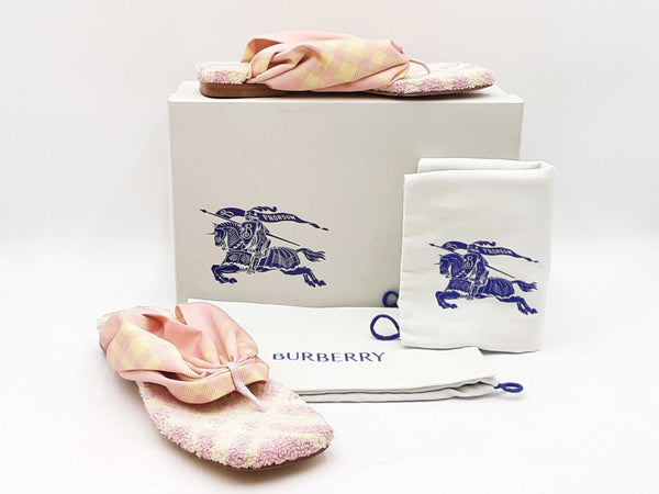 Burberry Sandals In Cameo Check Terry & Leather Size Eu 40 Us 9.5 Fw0825izdu