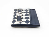 Michael Kors Reed Large Card Holder In Navy & White Woven Leather Fw0826wzdu