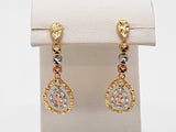 14k Tricolor Gold 2.5g Dangle Stud Earrings Do0725exde