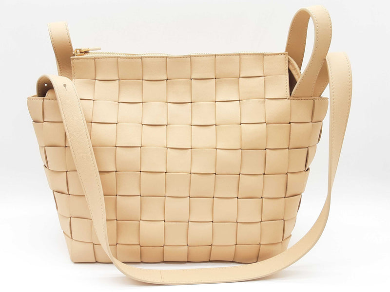 Bottega Veneta Bowling Intercciato Cassette Beige Leather Tote Bag Do0125lcxzde