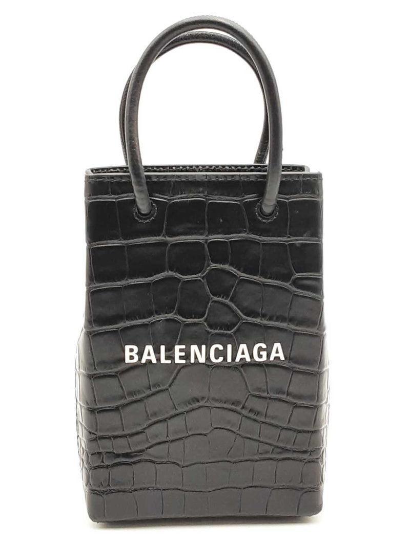 Balenciaga Crocodile Embossed Leather Phone Holder Shopping Tote Bag Eb1124wrxsa