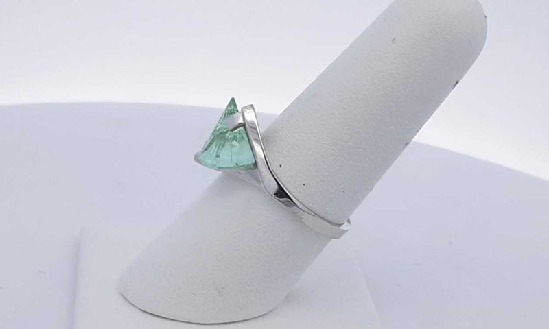 Strell 14k White Gold Teal Stone Ring Size 7, 3 Grams Eb0424lxzsa