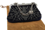 Gucci Navy Blue Velvet Embroidered Clutch Eb0926crxde