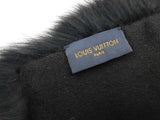 Louis Vuitton Echarpe Neon Blue Logo Black Rabbit Fur Scarf Do1225crxde