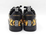 Versace Sneakers In Black & Yellow Barocco Print Leather Size 9 Fw0926lprdu