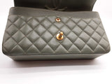 Chanel Classic Double Flap Green Quilted Caviar Leather Bag Do0625crxzde