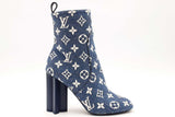 Louis Vuitton Monogram Denim Silhouette Ankle Boots Size 36.5 Eb0826orxsa